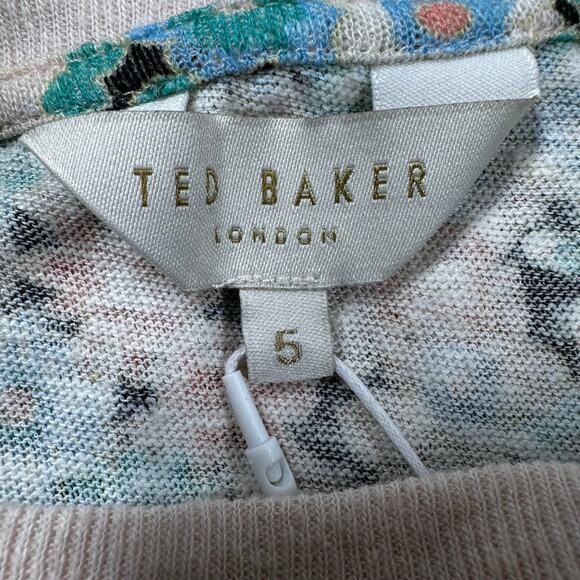 Ted Baker Domela Pastel Floral Linen Blend Shirt Women's Size 5 (US 12) NWT - Picture 5 of 12